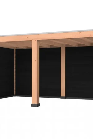 Seizoensaanbieding Douglas overkapping, 500 x 300, met achterwand en twee zijwanden, Westwood Robuust zwart